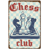 Tinplate Sign Poster, Vertical, for Home Wall Decoration, Rectangle, Chess Pattern, 300x200x0.5mm
