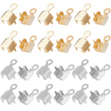 300Pcs 2 Colors Brass Pendant Rhinestone Settings, Square Charms, Platinum & Golden, Tray: 4mm, 8.5x4.5mm, Hole: 1.4mm, 150pcs/color