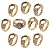 10Pcs Adjustable Brass Finger Rings Components, Ring Settings, Cadmium Free & Lead Free, Flat Round, Raw(Unplated), US Size 7 3/4(17.9mm), Tray: 10mm