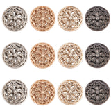 12pcs 3 colors Hollow Alloy 1-Hole Buttons, for Sewing Crafting, Half Round, Mixed Color, 22x12mm, Hole: 2mm