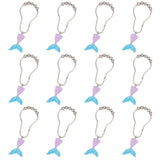 12Pcs Iron Shower Curtain Rings for Bathroom, with Two Tone Resin Pendants, Mermaid Tail Shape, Medium Purple, 120mm