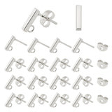 304 Stainless Steel Stud Earring Findings, with Loop and Ear Nuts, Rectangle, Stainless Steel Color, Stud Earring Findings: 10x2x2mm, Hole: 1.5mm, Pin: 0.8mm, 50pcs/box,Ear Nuts: 6x4.5x3mm, hole: 0.8~1mm, 50pcs/Box