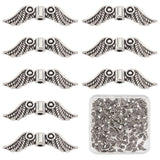 100Pcs Tibetan Style Alloy Beads, Wing, Antique Silver, 7x23x3mm, Hole: 1.5mm