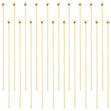 100Pcs Brass Ball Head Pins, Real 18K Gold Plated, 50x0.8mm, 20 Gauge, Head: 2mm