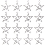100Pcs Tibetan Style Alloy Pendants, Star for Christmas Day, Antique Silver, 23x20.5x2mm, Hole: 1.5mm