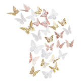 8 Sets 8 Styles Paper Wall Stickers, with Glue Stickers, for Home Living Room Bedroom Decoration, 3D Butterfly, Mixed Color, 65~98x81~122mm, 12pcs/set