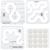 3Pcs 3 Styles Quilting Template, Transparent Acrylic Sewing Machine Ruler, DIY Hand Patchwork, Cutting Craft, Square, 16Pcs Silicone Quilting Rules Anti-Slip Pads, Mixed Shapes, Template: 140x140x2mm, Hole: 6mm