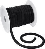 Velvet Cord, with Plastic Empty Spools, Black, 8mm