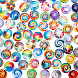 Glass Cabochons, Half Round with Mixed Pattern, Mixed Color, 25x6mm, 70pcs/bag, 1bag/box