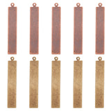 Metal Tags, Brass Stamping Blank Tag Pendants, Rectangle, Antique Brozne & Red Copper, 41x7x0.5mm, Hole: 1mm, 2 colors, 20pcs/color, 40pcs/box
