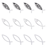 12Pcs 3 Styles Acrylic Jesus Fish Waterproof Car Stickers, Self-Adhesive Decals, for Vehicle Decoration, Silver, 16x49.5x6mm, 4pcs/style