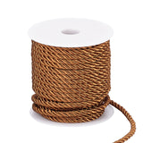 3-Ply Polyester Cord, with Spool, Twisted Rope, for DIY Cord Jewelry Findings, Saddle Brown, 5mm, Spool: 82x83mm, about 18m/roll