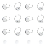 DIY 201 Stainless Steel Cuff Rings Making Kits, Including Flat Round Cuff Finger Rings Settings and Transparent Glass Cabochons, Stainless Steel Color, Tray: 12mm, Size 7, 17mm, 10pcs/box