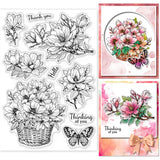 Custom PVC Plastic Clear Stamps, for DIY Scrapbooking, Photo Album Decorative, Cards Making, Magnolia Flower, 160x110x3mm