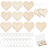 DIY Heart Wine Glass Charm Tags Making Kit, Including Brass 20Pcs Wine Glass Charm Rings & 30Pcs Jump Rings, 20Pcs Wood Pendants, Antique White, 70pcs/box