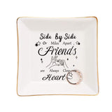 Porcelain Square Ring Holder, Jewelry Tray, for Holding Small Jewelries, Rings, Necklaces, Earrings, Bracelets, Trinket, for Women Girls Birthday Gift, Word, 10.5x10.5x2.7cm