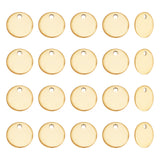Vacuum Plating 304 Stainless Steel Stamping Blank Tag Flat Round Charms, Golden, 8x0.8mm, Hole: 0.8mm, 50pcs/box