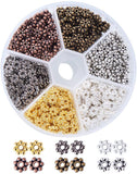 Tibetan Style Alloy Spacer Beads, Snowflake, Mixed Color, 6x2mm, Hole: 1.5mm, about 100pcs/compartment, about 600pcs/box