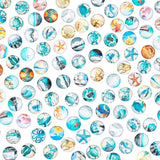 Glass Cabochons, Half Round with Marine Organism Pattern, Mixed Color, 12x4mm, 100pcs/bag, 1bag/box