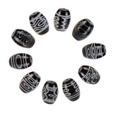 10Pcs 10 Style Tibetan Style dZi Beads, Natural Agate Beads, Dyed & Heated, Oval, Mixed Patterns, 13.5x10mm, Hole: 1.2mm, 1pc/style