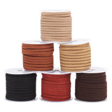 6 Rolls 6 Colors Faux Suede Cord, Faux Suede Lace, Mixed Color, 3x1.5mm, about 5.47 Yards(5m)/roll, 1 roll/color