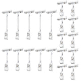 20Pcs 3 Style Rotatable Plastic Pop Sign Card Display Clip, Price Tags Rack, with Iron Clamp, Clear, 103.5~210mm