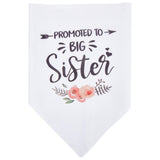 Polyester Dog Bandana, for Dog Engagement Announcement, Wedding Photo Prop, Pet Scarf Accessories, Triangle with Word Promoted to Big Sister, Flower Pattern, 305x630x0.5mm