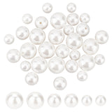 30Pcs 3 Sizes Shell Pearl Beads, Half Drilled Beads, Polished, Round, White, 6~10mm, Hole: 1~1.2mm, 10pcs/size