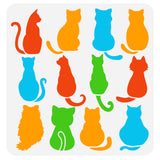 PET Hollow Out Drawing Painting Stencils, for DIY Scrapbook, Photo Album, Cat Shape, 30x30cm