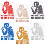 6Sheets 6 Colors Waterproof PET Plastic Reflective Stickers, Motorcycle & Bicycle Decoration, Man & Word Respect For Bikers, Mixed Color, 150x110mm, 1sheet/color