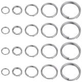 400pcs 5 Styles 304 Stainless Steel Split Rings, Double Loops Jump Rings, Stainless Steel Color, 5~12x1~2mm, Inner Diameter: 3.8~10mm, Single Wire: 0.5~1mm, 80pcs/style