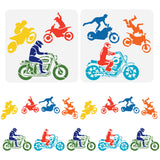 2Pcs 2 Styles PET Hollow Out Drawing Painting Stencils, for DIY Scrapbook, Photo Album, Motorbike, 300x300mm, 1pc/style