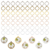 168Pcs 7 Colors Alloy Open Back Bezel Pendants, for DIY UV Resin, Epoxy Resin, Pressed Flower Jewelry, Ring, Mixed Color, 20x17x1.5mm, Hole: 1.4mm, Inner Diameter: 13.5mm, about 24pcs/color