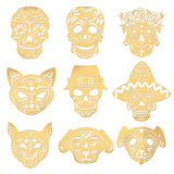 Nickel Decoration Stickers, Metal Resin Filler, Epoxy Resin & UV Resin Craft Filling Material, Mexico Day of the Dead, Skull Pattern, 40x40mm, 9 style, 1pc/style, 9pcs/set