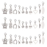 Alloy Pendants, with Brass Lobster Claw Clasps, Mixed Shapes, Mixed Color, 40pcs/Box