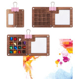 2Pcs 2 Styles Wood Magnetic Flip Top Paintbox, Multifunction Palettes, Painting Supplies, with 2Pcs Steel Binder Clips, Mixed Shapes, 43~73x25~73x10.7~17.5mm