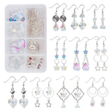 DIY Dangle Earrings Making Kits, Including Glass Beads & Pendants, Alloy Links Connectors & Charms, Brass Linking Round & Earring Hooks, Silver