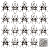 Halloween Tibetan Style Alloy Pendants, Spider, Antique Silver, 18.5x14x3mm, Hole: 2mm, 50pcs/box