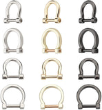 12Pcs 2 Style Alloy D Rings and Buckle Clasps, for Webbing, Strapping Bags, Garment Accessories, Mixed Color, 22x21x5mm, 2pcs/color
