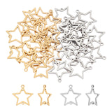 36Pcs 304 Stainless Steel Chandelier Components Links, Star, Laser Cut, Golden & Stainless Steel Color, 21x20x1mm, Hole: 1mm