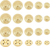50Pcs 5 Style 4-Hole Brass Buttons, Half Round with Badge, for Sewing Crafting, Golden, 10pcs/style