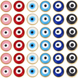 Opaque Acrylic Enamel Beads, Flat Round with Evil Eye, Golden, Mixed Color, 7.5x5.5mm, Hole: 1.5mm, 6color, 10pcs/color, 60pcs/box