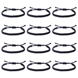 12Pcs Nylon Braided Cord Bracelets Set, Knot Adjustable Bracelets for Women, Black, Inner Diameter: 1-1/2~3-3/8 inch(3.7~8.5cm)