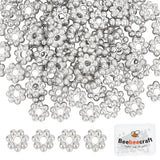 100Pcs 304 Stainless Steel Spacer Beads, Flower, Granulated Beads, Stainless Steel Color, 4x1.2mm, Hole: 1mm