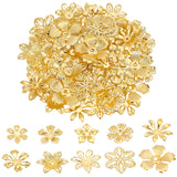 200Pcs 10 Style Iron Bead Caps, Flower, Golden, 18.5~33x16.5~34x1~3mm, Hole: 1~2.5mm, 20pcs/style