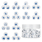 Electroplate Glass Beads, Round with Constellations Pattern, Blue Plated, 10mm, Hole: 1.2mm, 120pcs/box