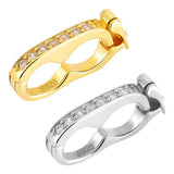 2Pcs 2 Colors 925 Sterling Silver with Clear Cubic Zirconia Twister Clasp, Infinity, Platinum & Golden, 15.5x3x8mm, Inner Diameter: 5x11mm, 1pc/color