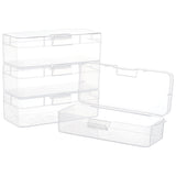 Transparent Plastic Storage Boxes, Bead Containers with Hinged Lid, Rectangle, Clear, 16.3x6.57x4.62cm