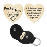 1Pc Heart Shape 201 Stainless Steel Commemorative Decision Maker Coin, Pocket Hug Coin, with 1Pc PU Leather Storage Pouch, Hand Heart, Heart: 26x26x2mm, Clip: 105x47x1.3mm