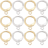 20 Pairs 2 Colors Brass Leverback Earring Findings, with Horizontal Loops, Long-Lasting Plated, Lead Free & Nickel Free, Real Gold Plated & Real Platinum Plated, 12 Gauge, 14.7x11.7x2mm, Hole: 1.8mm, 10 Pairs/color